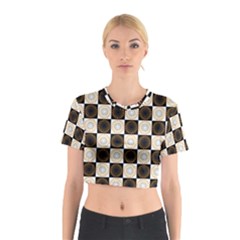 Illustration Checkered Pattern Decoration Cotton Crop Top by Amaryn4rt