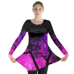 Tree Men Space Universe Surreal Long Sleeve Tunic 