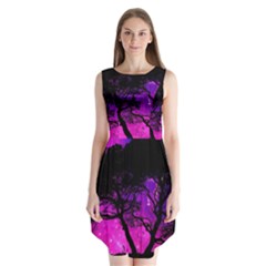 Tree Men Space Universe Surreal Sleeveless Chiffon Dress  