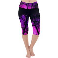 Tree Men Space Universe Surreal Lightweight Velour Cropped Yoga Leggings