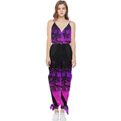 Tree Men Space Universe Surreal Sleeveless Tie Ankle Chiffon Jumpsuit