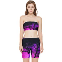 Tree Men Space Universe Surreal Stretch Shorts and Tube Top Set