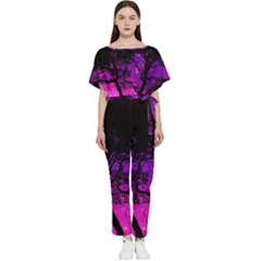 Tree Men Space Universe Surreal Batwing Lightweight Chiffon Jumpsuit