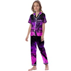 Tree Men Space Universe Surreal Kids  Satin Short Sleeve Pajamas Set