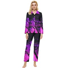 Tree Men Space Universe Surreal Womens  Long Sleeve Velvet Pocket Pajamas Set