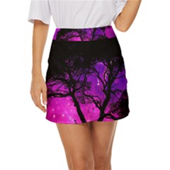 Tree Men Space Universe Surreal Mini Front Wrap Skirt