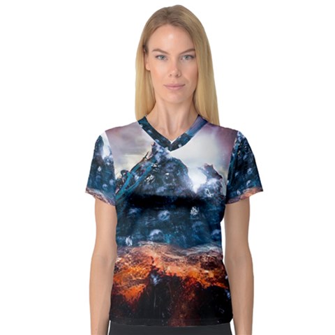 Artificial Intelligence Surreal V-neck Sport Mesh Tee by Amaryn4rt