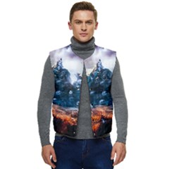 Artificial Intelligence Surreal Men s Short Button Up Puffer Vest	