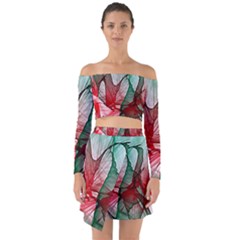 Abstract Pattern Art Colorful Off Shoulder Top With Skirt Set by Amaryn4rt