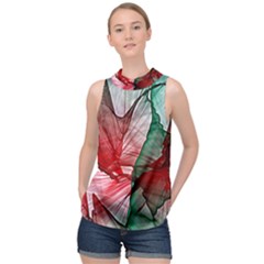 Abstract Pattern Art Colorful High Neck Satin Top by Amaryn4rt