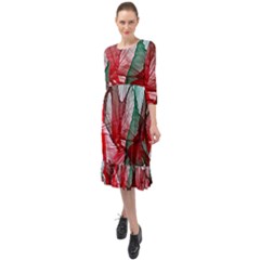 Abstract Pattern Art Colorful Ruffle End Midi Chiffon Dress by Amaryn4rt