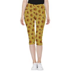 Floral Wallpaper Floral Background Inside Out Lightweight Velour Capri Leggings 