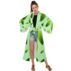 Background Pattern Leaves Nature Maxi Kimono