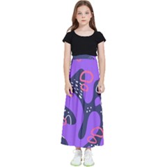 Abstract Background Shapes Banner Kids  Flared Maxi Skirt