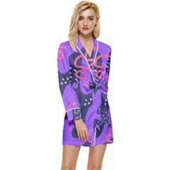 Abstract Background Shapes Banner Long Sleeve Satin Robe by Amaryn4rt