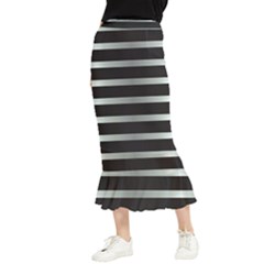 Black Silver Background Pattern Stripes Maxi Fishtail Chiffon Skirt