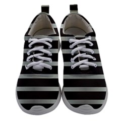 Black Silver Background Pattern Stripes Athletic Shoes by Amaryn4rt