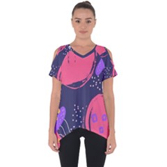Abstract Background Shapes Banner Cut Out Side Drop Tee by Amaryn4rt