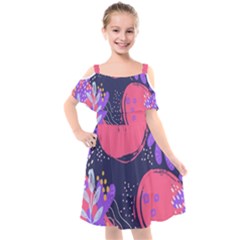 Abstract Background Shapes Banner Kids  Cut Out Shoulders Chiffon Dress by Amaryn4rt