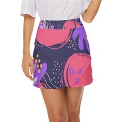 Abstract Background Shapes Banner Mini Front Wrap Skirt