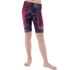 Stranger Things Fantasy Dark  Red Kids  Mid Length Swim Shorts by Amaryn4rt