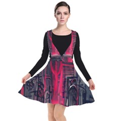 Stranger Things Fantasy Dark  Red Plunge Pinafore Dress