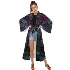 Space Futuristic Shiny Abstraction Maxi Kimono