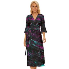 Space Futuristic Shiny Abstraction Midsummer Wrap Dress