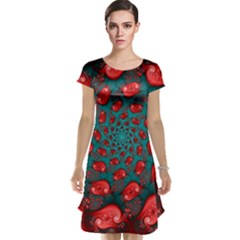 Fractal Red Spiral Abstract Art Cap Sleeve Nightdress by Amaryn4rt