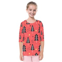 Christmas Christmas Tree Pattern Kids  Quarter Sleeve Raglan Tee