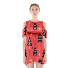 Christmas Christmas Tree Pattern Shoulder Cutout One Piece Dress by Amaryn4rt