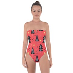 Christmas Christmas Tree Pattern Tie Back One Piece Swimsuit