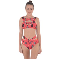 Christmas Christmas Tree Pattern Bandaged Up Bikini Set 