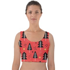 Christmas Christmas Tree Pattern Velvet Crop Top