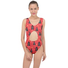 Christmas Christmas Tree Pattern Center Cut Out Swimsuit