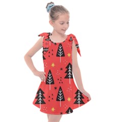 Christmas Christmas Tree Pattern Kids  Tie Up Tunic Dress