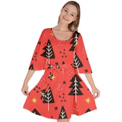 Christmas Christmas Tree Pattern Velour Kimono Dress