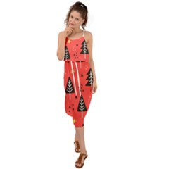 Christmas Christmas Tree Pattern Waist Tie Cover Up Chiffon Dress