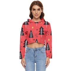 Christmas Christmas Tree Pattern Women s Lightweight Cropped Hoodie by Amaryn4rt