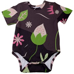 Wallpaper Floral Background Baby Short Sleeve Onesie Bodysuit by Amaryn4rt
