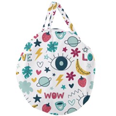 Wallpaper Background Cute Design Giant Round Zipper Tote