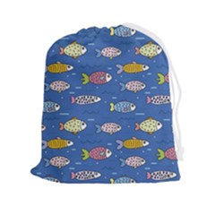 Sea Fish Blue Submarine Animals Drawstring Pouch (2xl) by Amaryn4rt