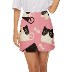 Cat Pattern Backgroundpet Mini Front Wrap Skirt