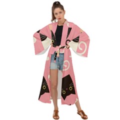 Cat Pattern Backgroundpet Maxi Kimono