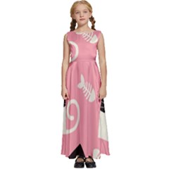 Cat Pattern Backgroundpet Kids  Satin Sleeveless Maxi Dress by Amaryn4rt