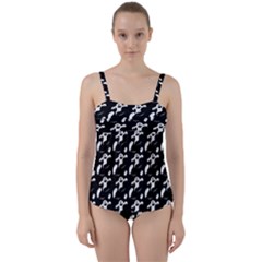 Halloween Background Ghost Pattern Twist Front Tankini Set by Amaryn4rt