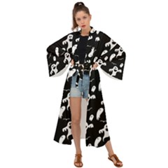 Halloween Background Ghost Pattern Maxi Kimono