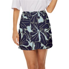 Floral Print Art Pattern Design Mini Front Wrap Skirt