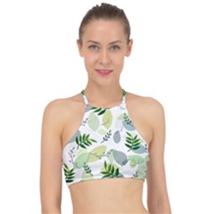 Leaves Foliage Pattern Abstract Racer Front Bikini Top by Amaryn4rt