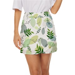 Leaves Foliage Pattern Abstract Mini Front Wrap Skirt